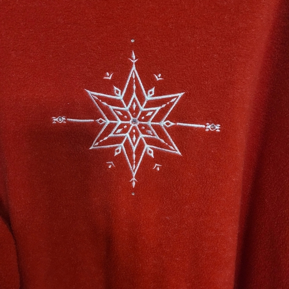 Basic Edition Red Christmas Sweater Cowl Neck Snowflake Print Size 2X - Picture 2 of 6